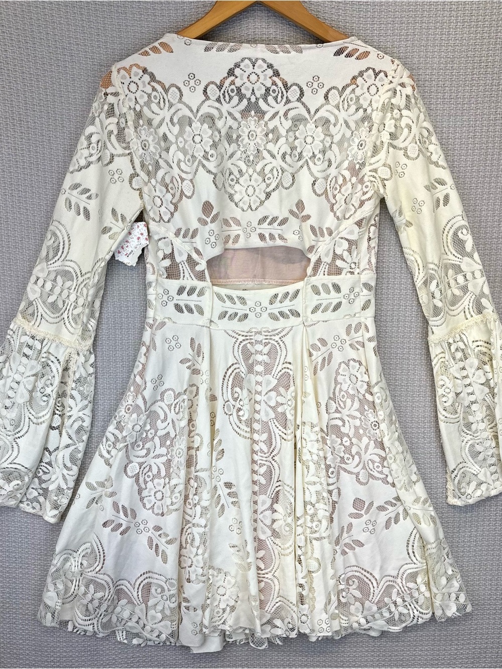 NWT Lace Lovers Folk Song Dress Free People White Whimsical Angel Fairy Boho 4 - Picture 9 of 12
